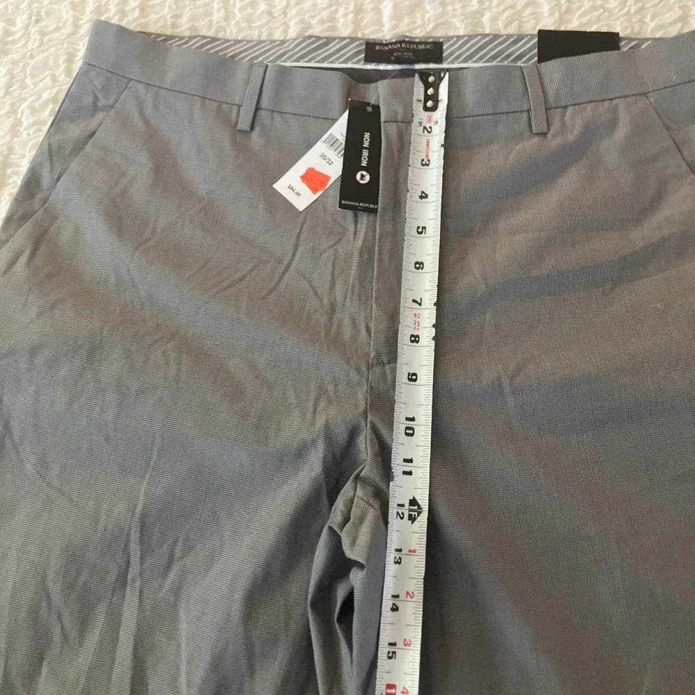 Banana Republic Mens Sz 35x32 Gray Non-Iron Tailored Straight Pants Dress